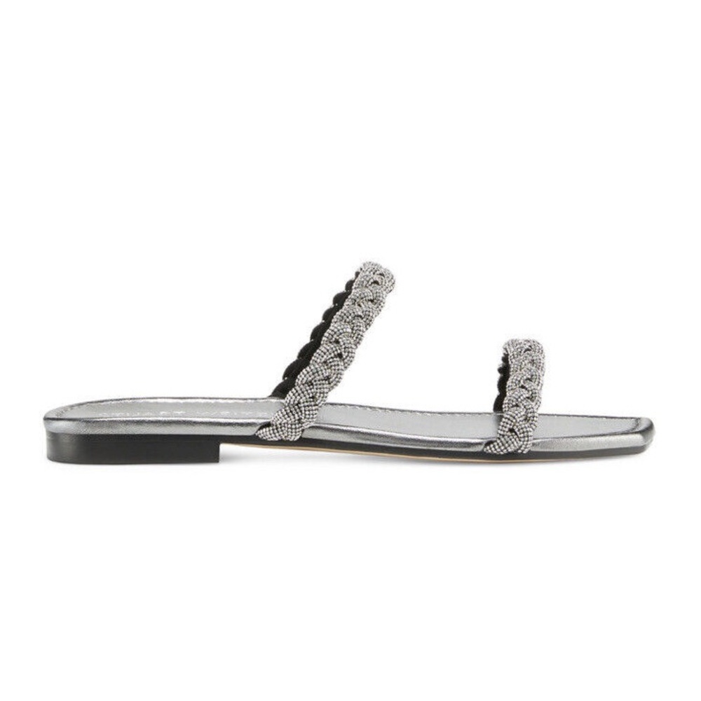 Stuart Weitzman Addison Gunmetal Slide Sandal